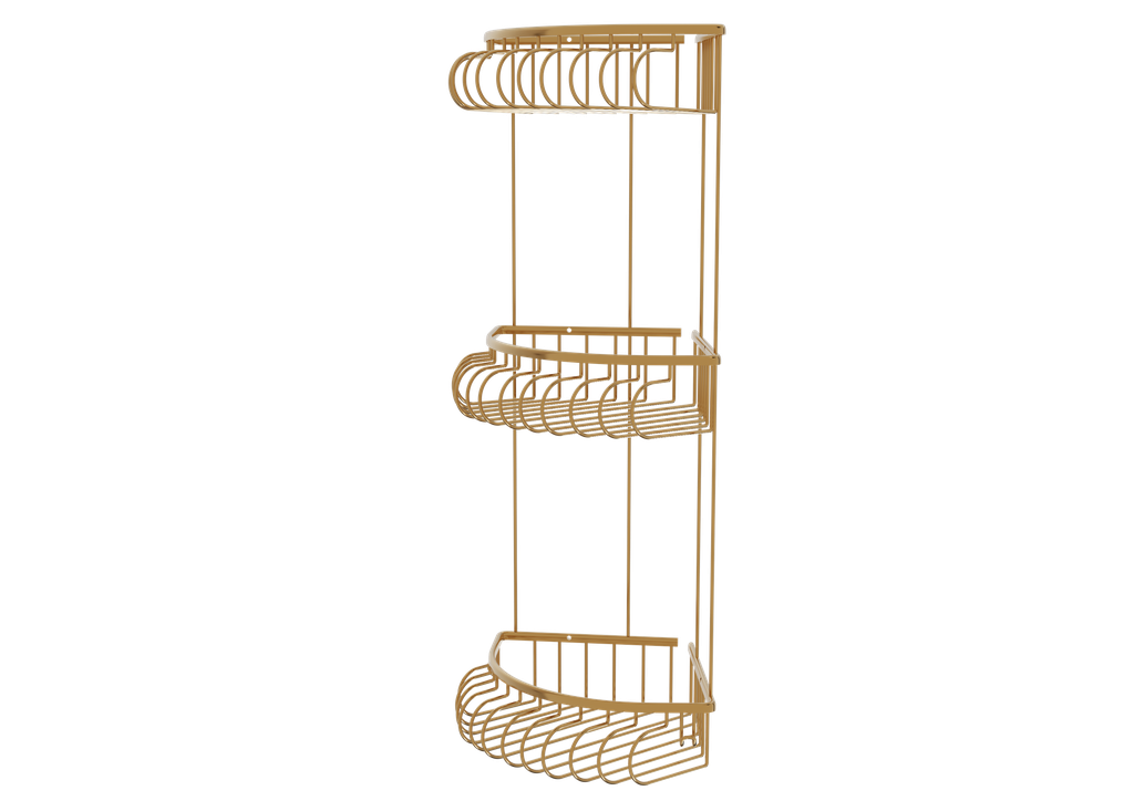 Dekoratif Üçlü Köşe Raf Altın 20X20 55203-A